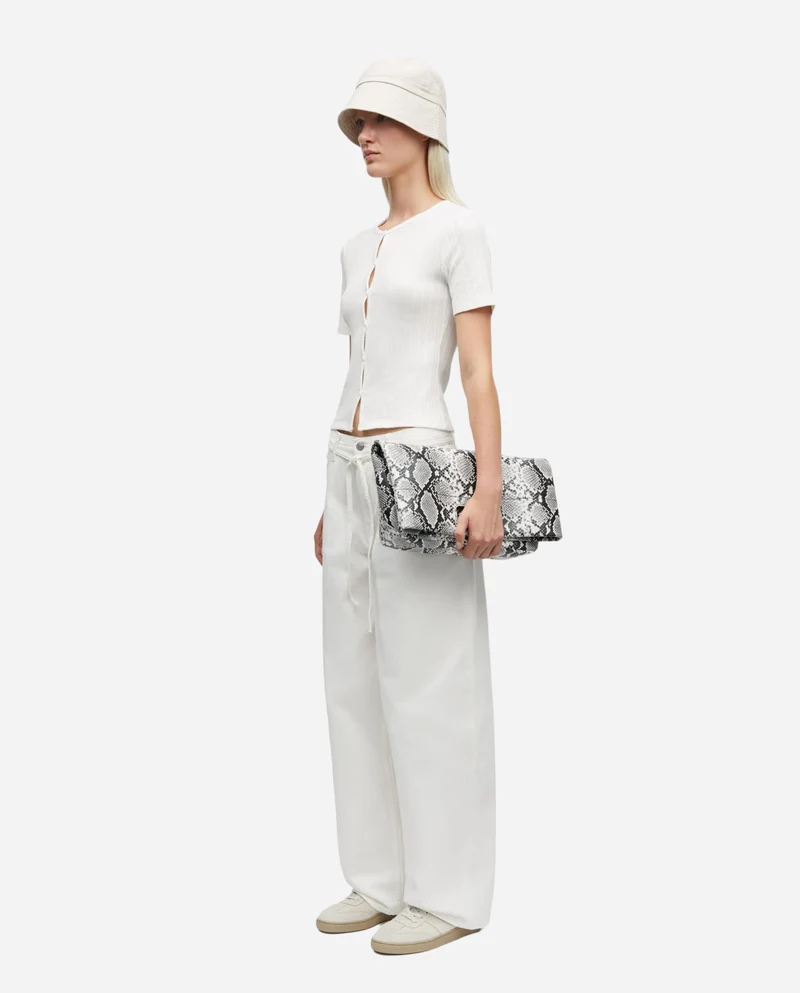 Jean large ceinturé en coton bio Saharper White Rock
