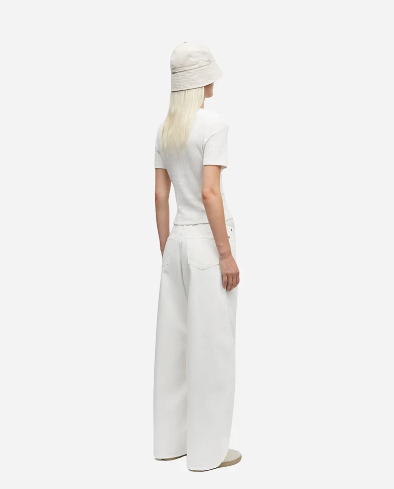 Jean large ceinturé en coton bio Saharper White Rock