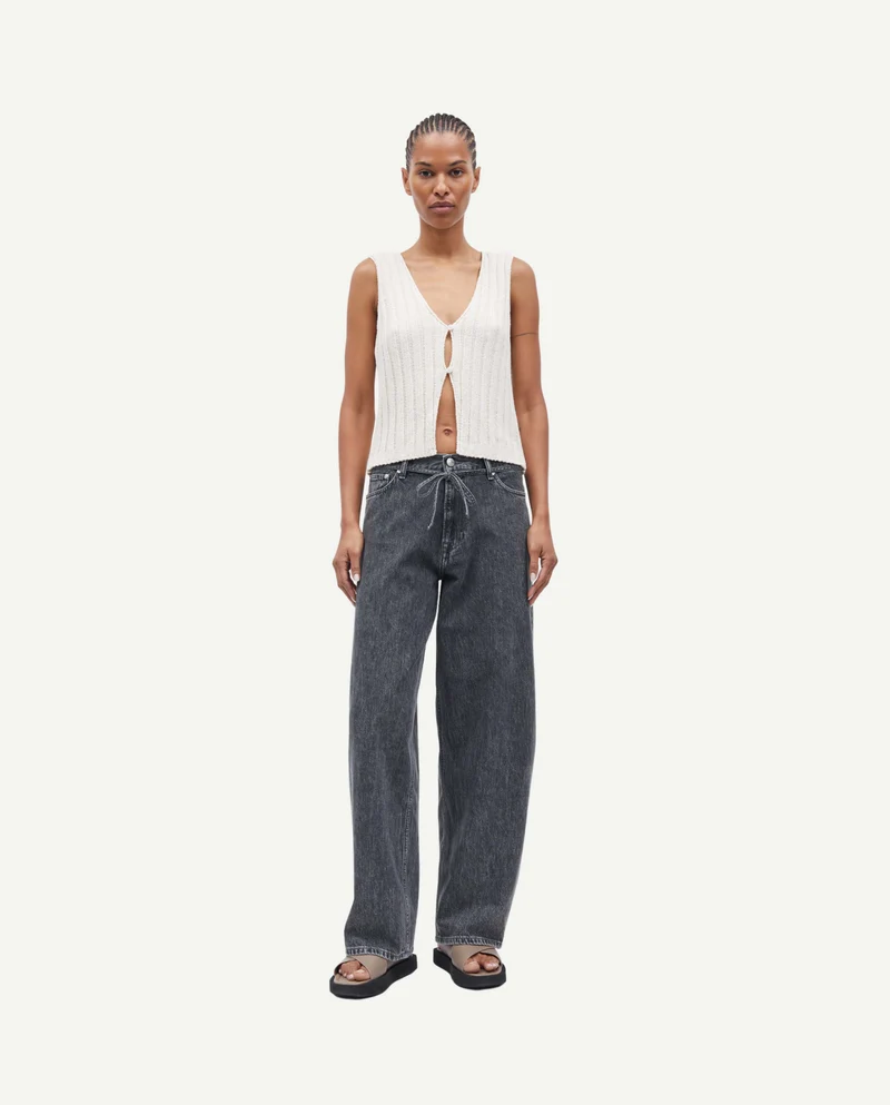 Jean large ceinturé en coton bio Saharper Grey Cloud