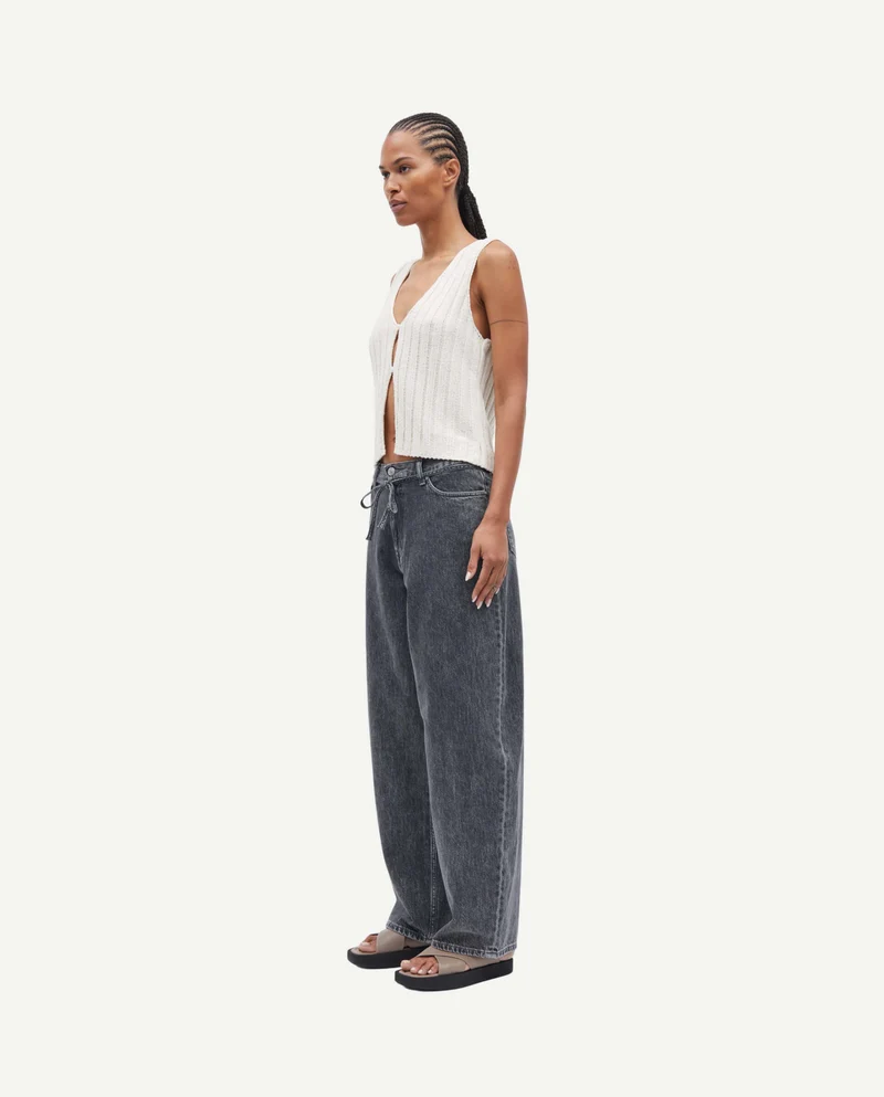 Jean large ceinturé en coton bio Saharper Grey Cloud