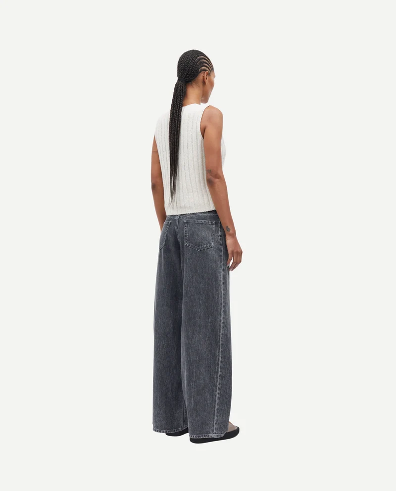 Jean large ceinturé en coton bio Saharper Grey Cloud