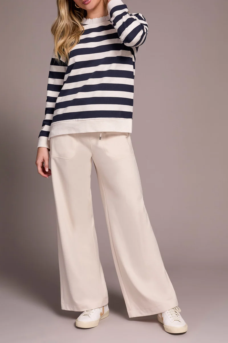 L/S CREW NECK TOP W/RIB DTL-WASABI