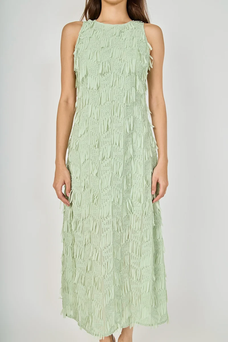 Fun With Ribbon Fringe Sleeveless Dress