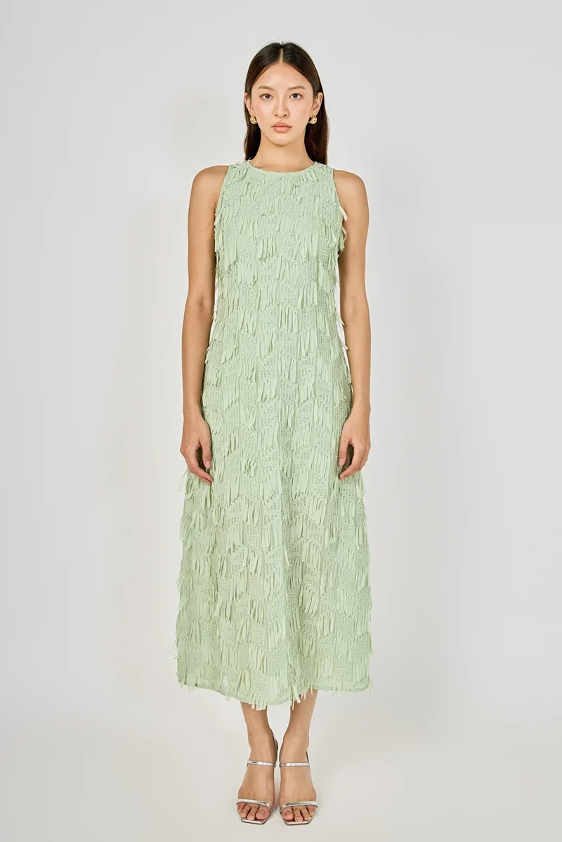 Fun With Ribbon Fringe Sleeveless Dress