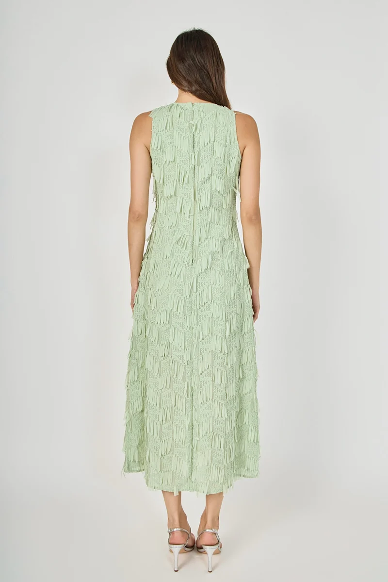 Fun With Ribbon Fringe Sleeveless Dress