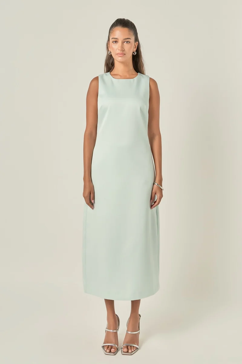 Jennifer Satin Sleeveless Midi Dress