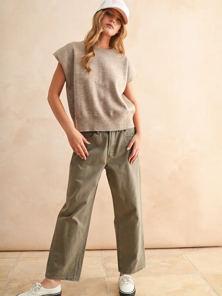 Relax and Go Loose Fit Short Sleeve Sweater Top