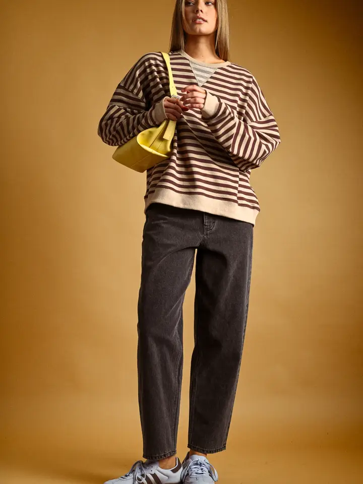 Fun Striped Knitted Long Sleeve Pullover