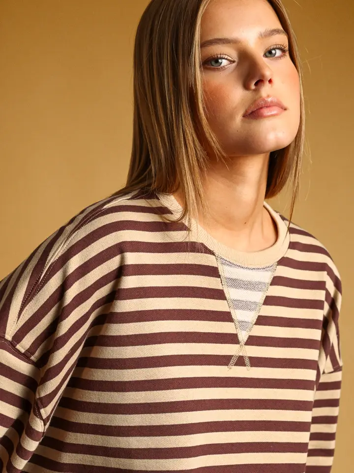 Fun Striped Knitted Long Sleeve Pullover