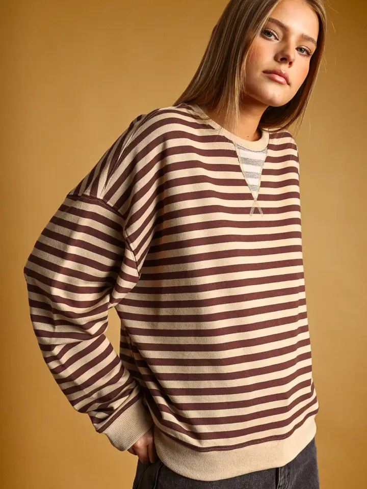 Fun Striped Knitted Long Sleeve Pullover