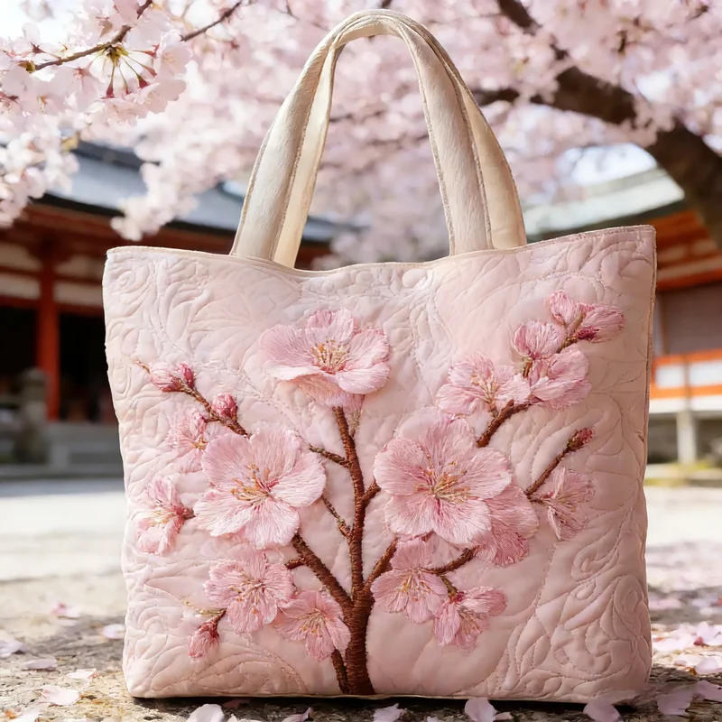 Sérénité en Fleurs | Sac Tote Matelassé Fait Main