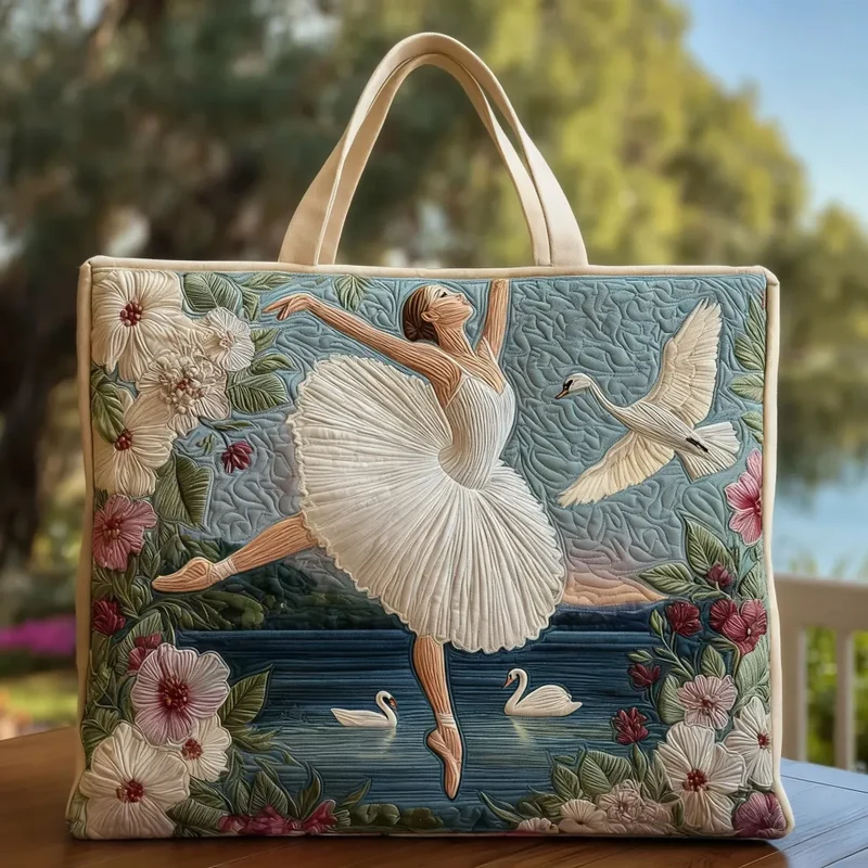 Élégance Ballet de Cygne | Sac en Tissu Matelassé Fait Main