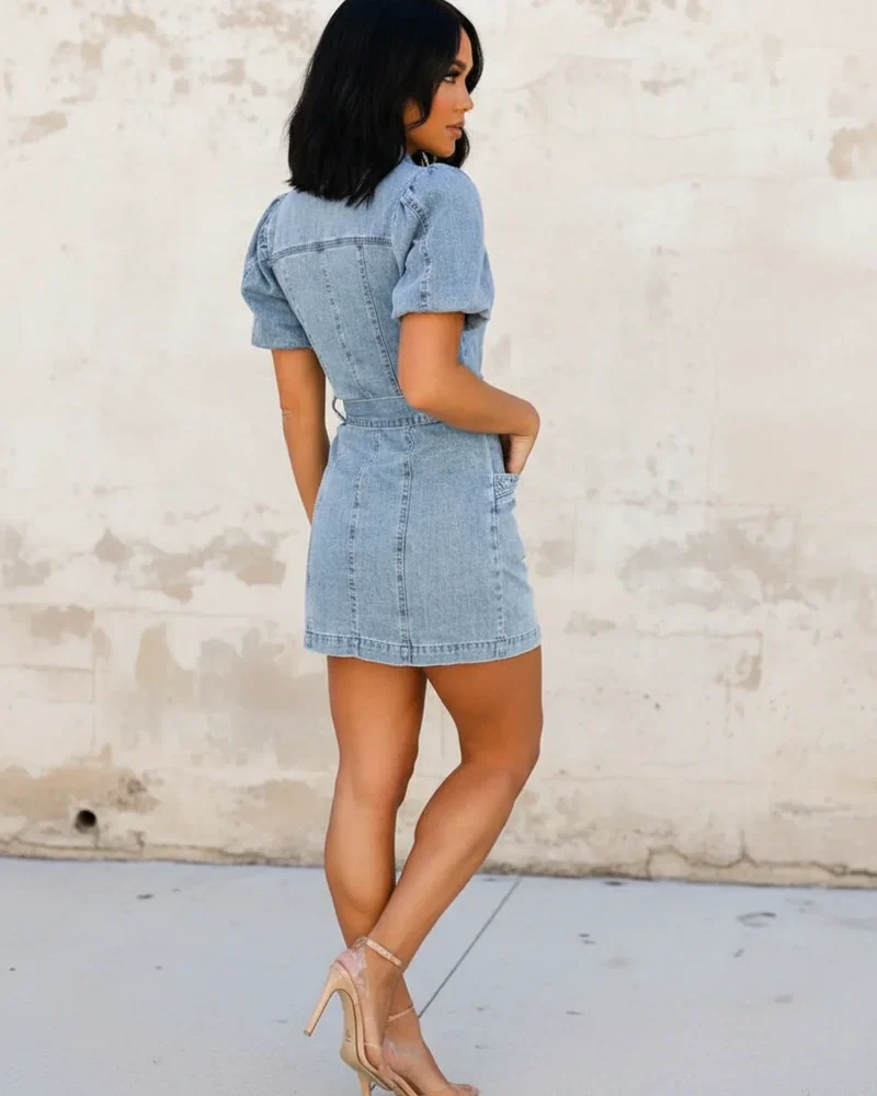 Robe Chemise en Denim Femme – Style Décontracté avec Taille Ceinturée