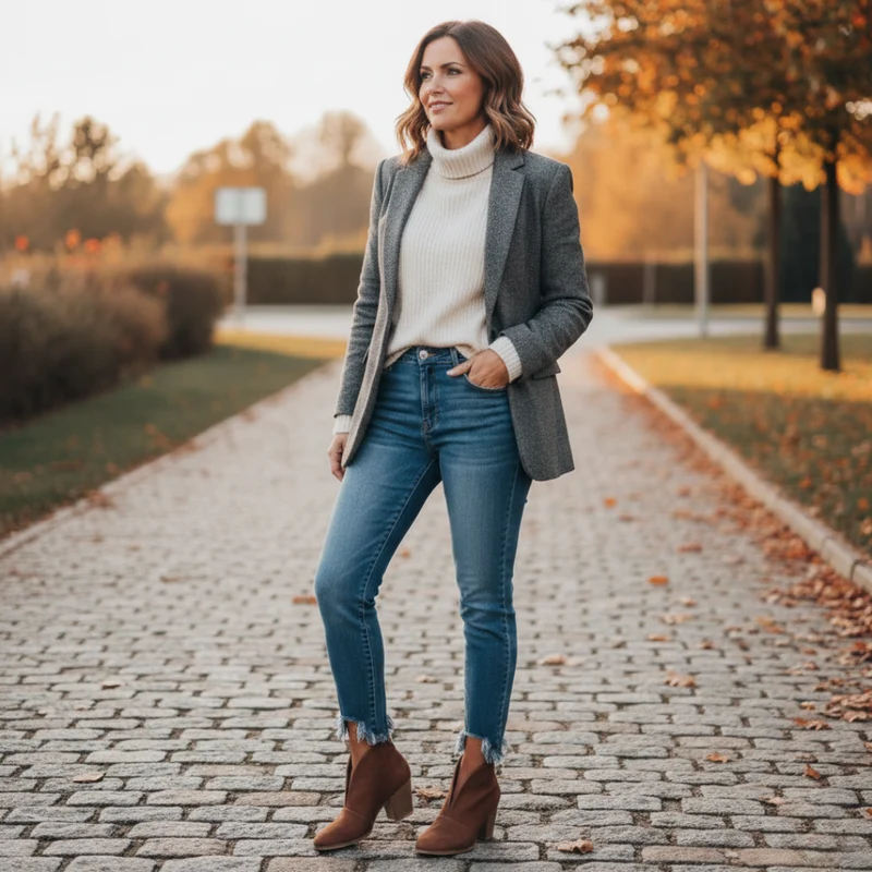Bottines Femme à Coupe V – Style Chic à Enfiler avec Talon Épais