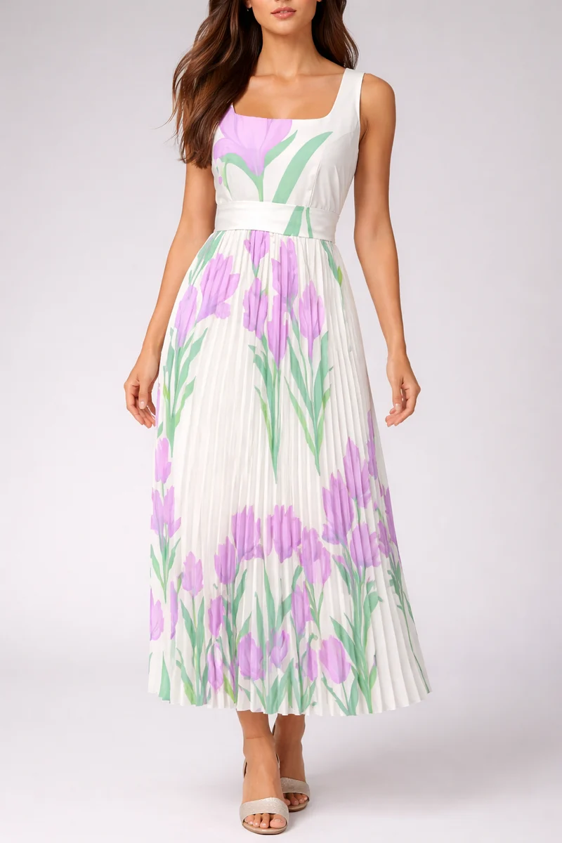 Robe Maxi Femme en Mousseline Sans Manches – Style Élégant Léger
