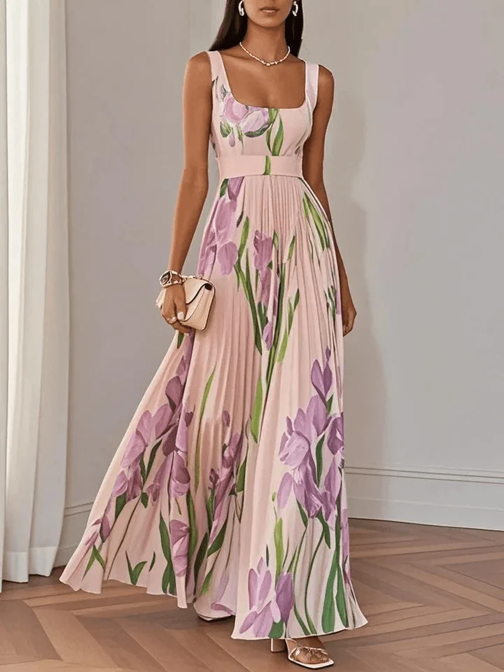 Robe Maxi Femme en Mousseline Sans Manches – Style Élégant Léger
