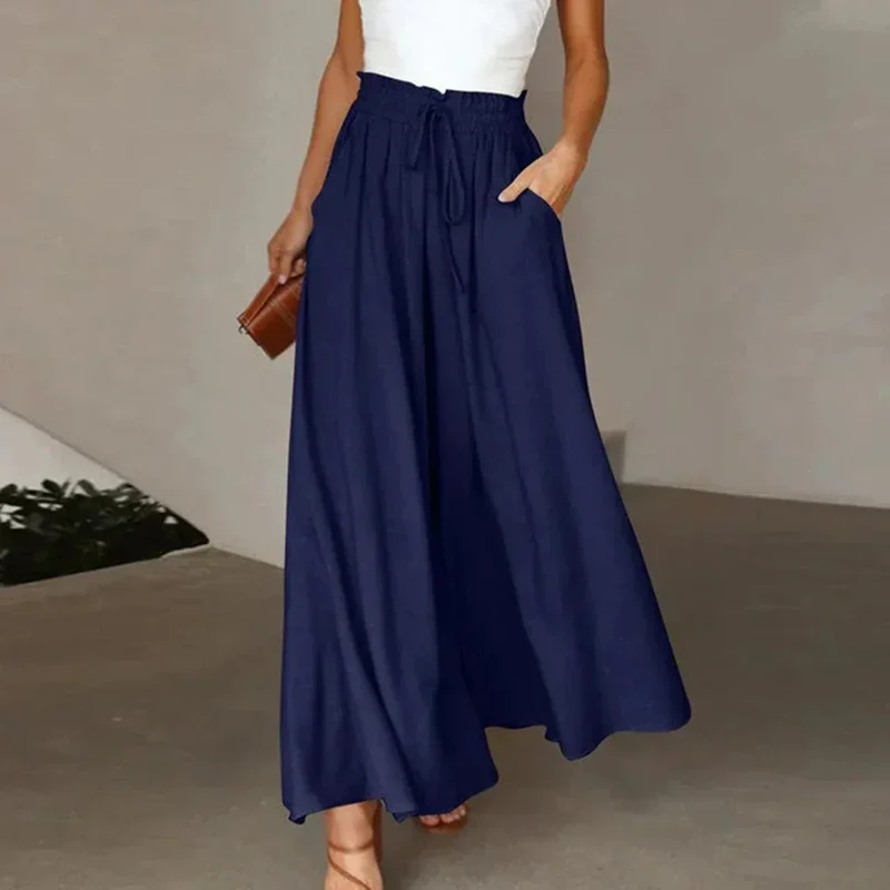 Pantalon Femme Taille Haute à Jambes Larges – Coupe Longue Élégante