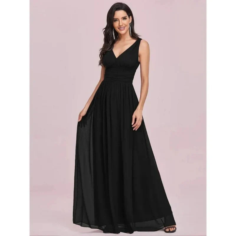 Robe Maxi Élégante à Col V – Style Féminin Intemporel