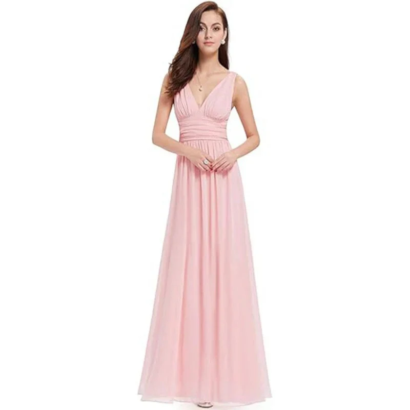 Robe Maxi Élégante à Col V – Style Féminin Intemporel