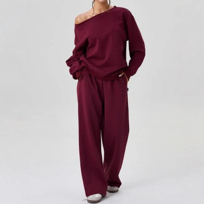 Ensemble Deux Pièces Femme Décontracté – Style Sport Chic Épaules Dénudées