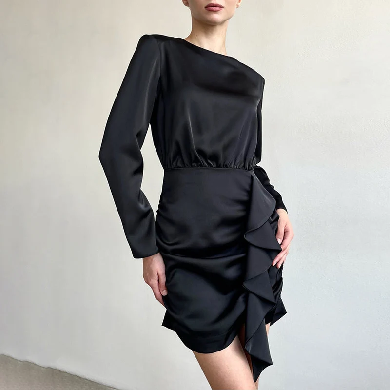 Robe Élégante Femme à Manches Longues – Design Inspiré du Style Français