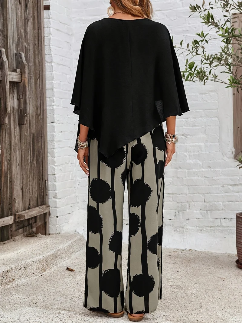 Ensemble deux pièces bohème chic – Pantalon à jambes larges, tenue élégante