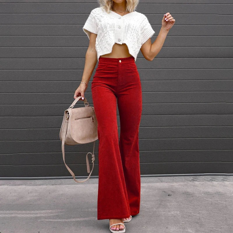 Pantalon évasé taille haute pour femme – Un vêtement élégant pour le quotidien et les grandes occasions