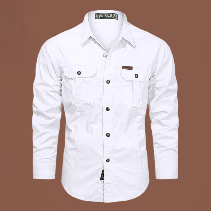 Chemise d'extérieur pour homme – Chemise boutonnée résistante et élégante avec poches poitrine