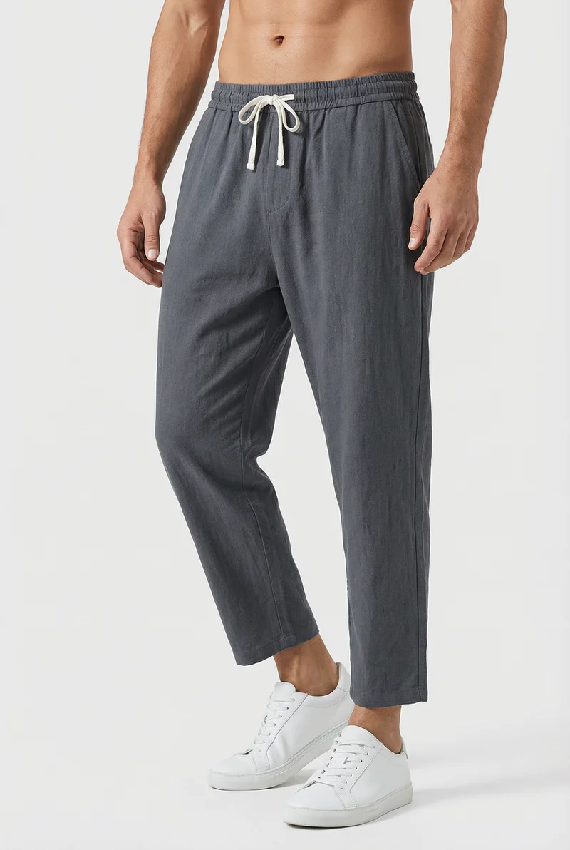Pantalon Homme Coton-Lin – Coupe Ample Style Estival avec Poches
