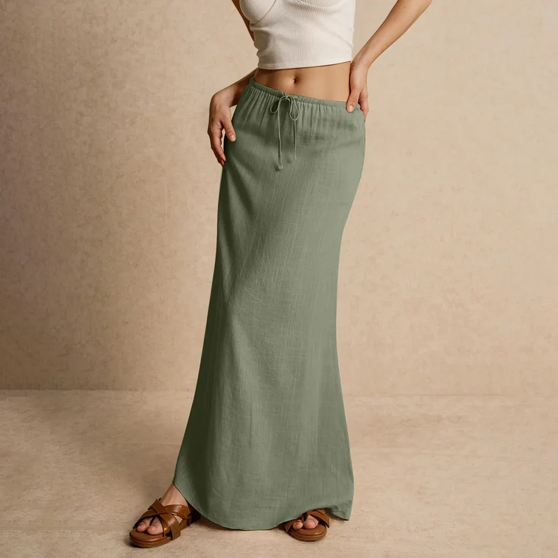 Jupe longue fluide pour femme – Style drapé Muse
