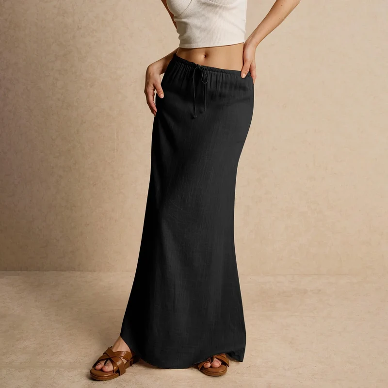 Jupe longue fluide pour femme – Style drapé Muse