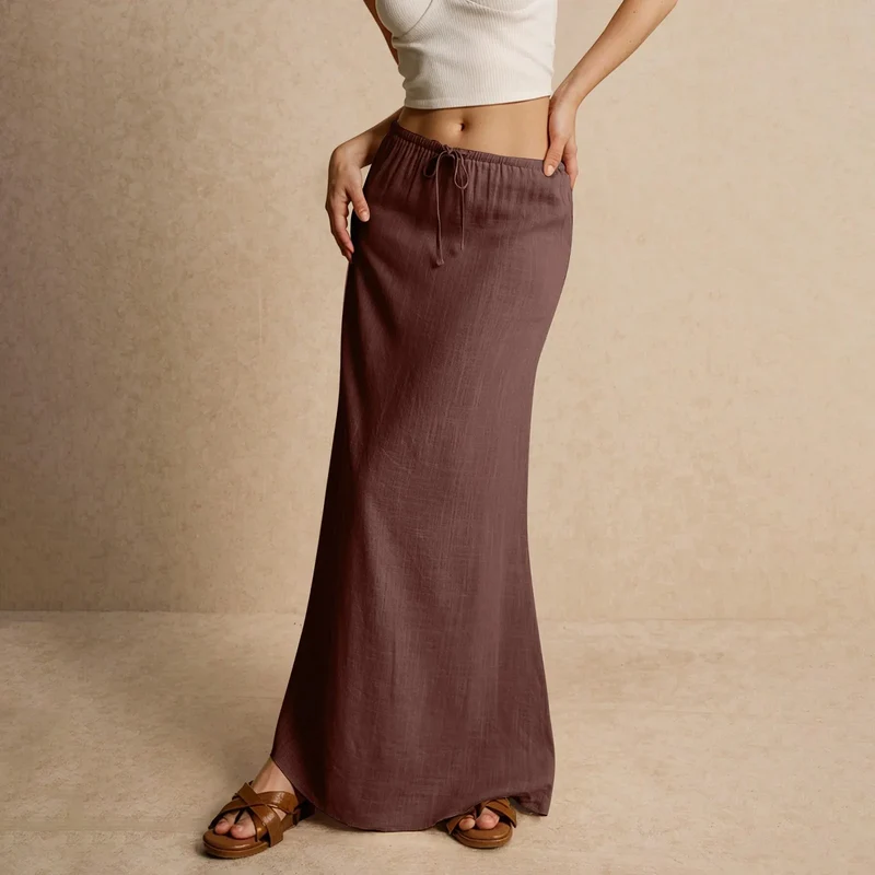 Jupe longue fluide pour femme – Style drapé Muse
