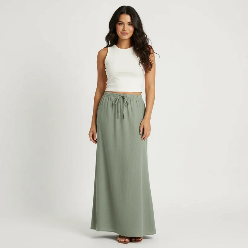 Jupe longue fluide pour femme – Style drapé Muse