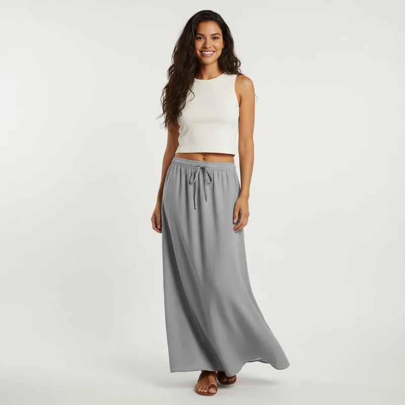 Jupe longue fluide pour femme – Style drapé Muse