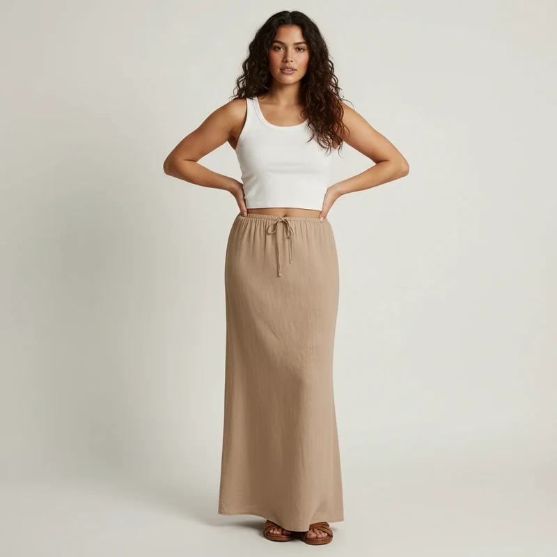 Jupe longue fluide pour femme – Style drapé Muse