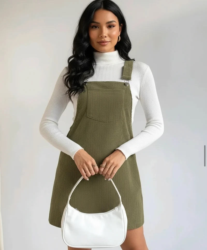 Robe en velours côtelé pour femme – Style rétro