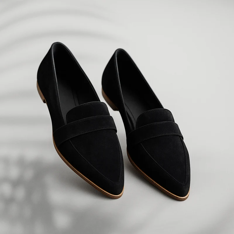 Mocassins classiques en daim pour femmes – Chaussures élégantes à bout pointu