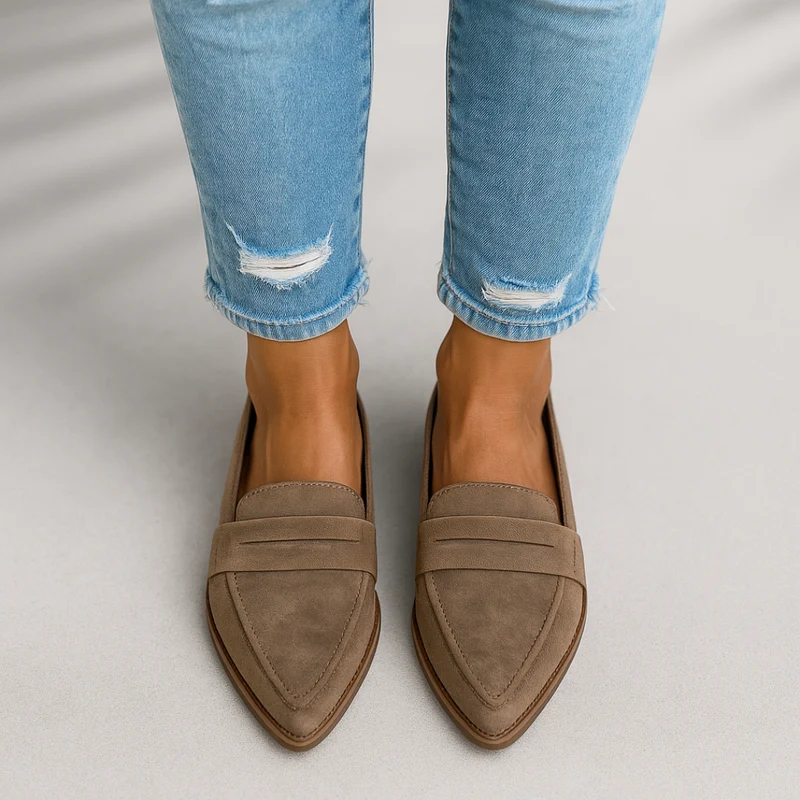 Mocassins classiques en daim pour femmes – Chaussures élégantes à bout pointu