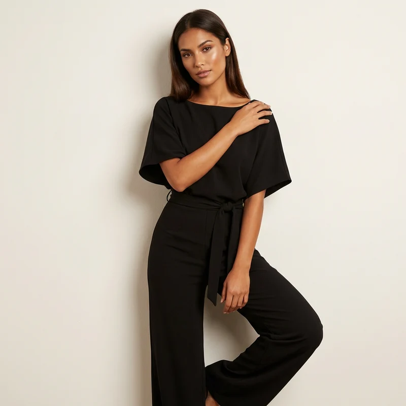 Elegante jumpsuit met tailleceintuur en vloeiende pasvorm