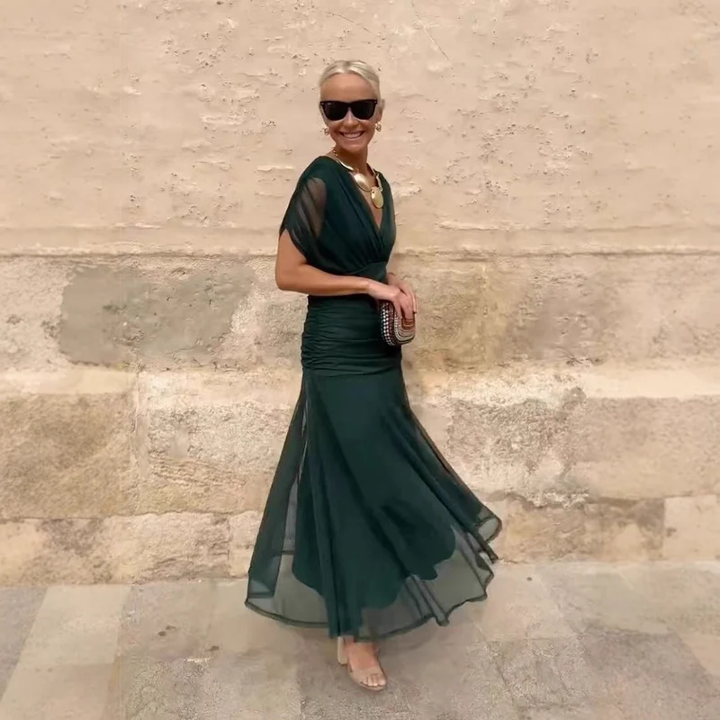 Rebeca Robe Élégante Femme – Style Soirée à Manches Transparentes