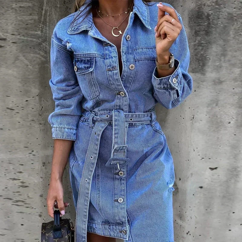 Pauletta Robe Denim Essentielle – Style Décontracté Classique pour Femme
