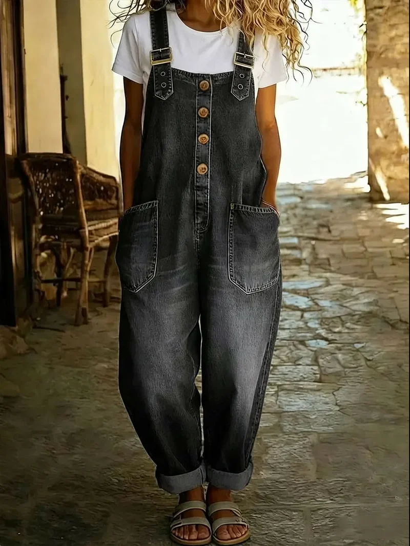 Salopette en Denim Vintage – Confort Décontracté et Style Bohème