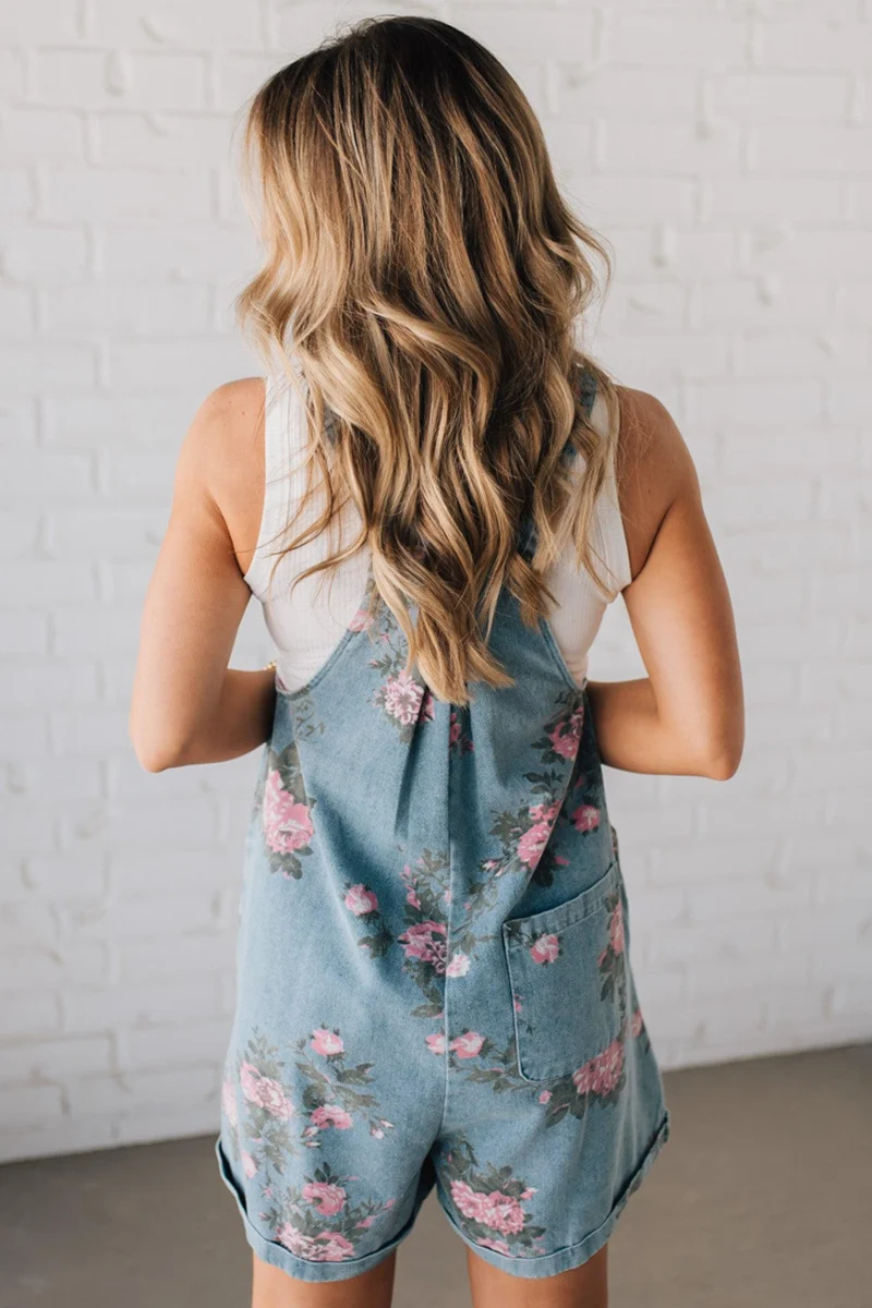 Léonie-Rose | Salopette en denim floral