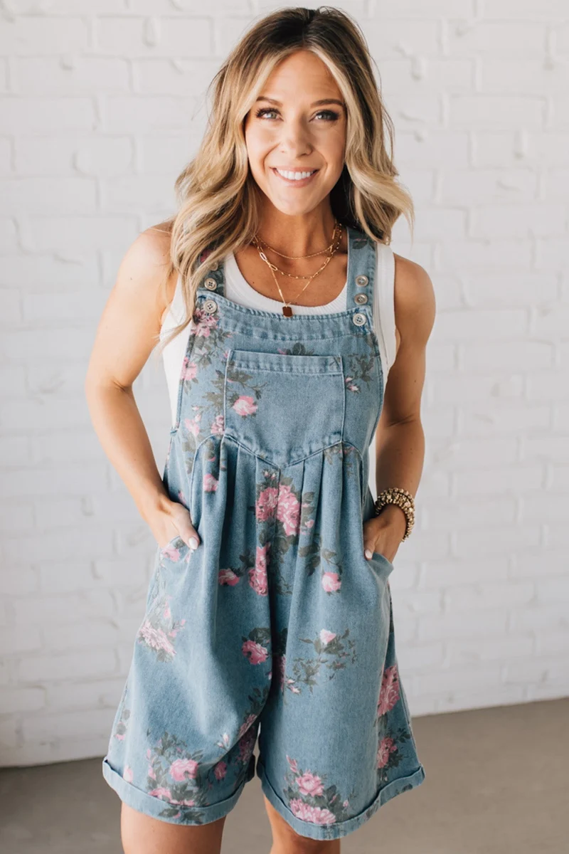 Léonie-Rose | Salopette en denim floral