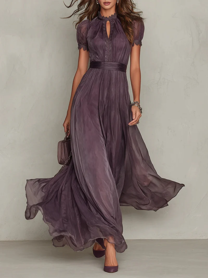 Antoinette | Robe Maxi Chiffon Vintage Élégante