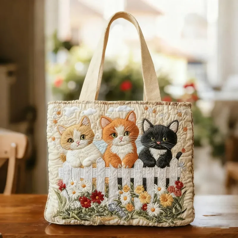 Kittens de Jardin | Sac en Tissu Matelassé Fait Main