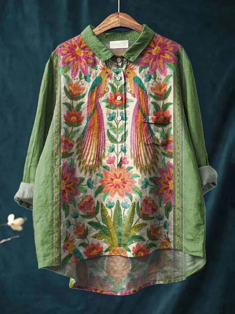 Emerson | Chemise décontractée à imprimé floral vintage pour femmes