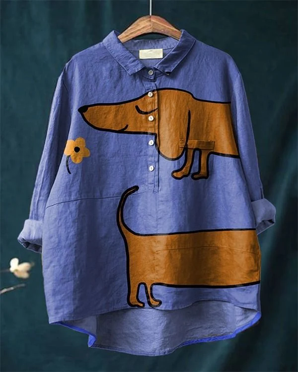 Mabel | Blouse décontractée avec impression de teckel artistique
