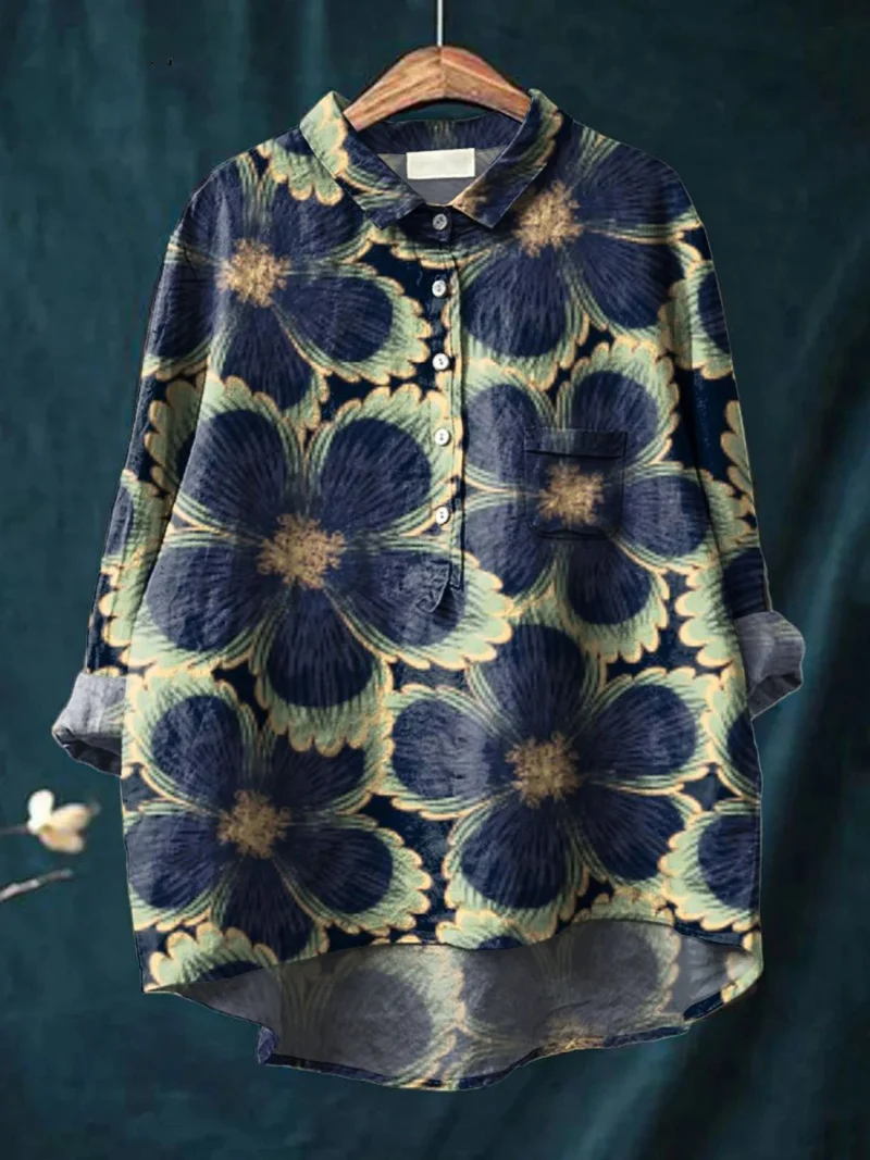 Avielle | Chemise décontractée en imprimé floral vintage pour femmes