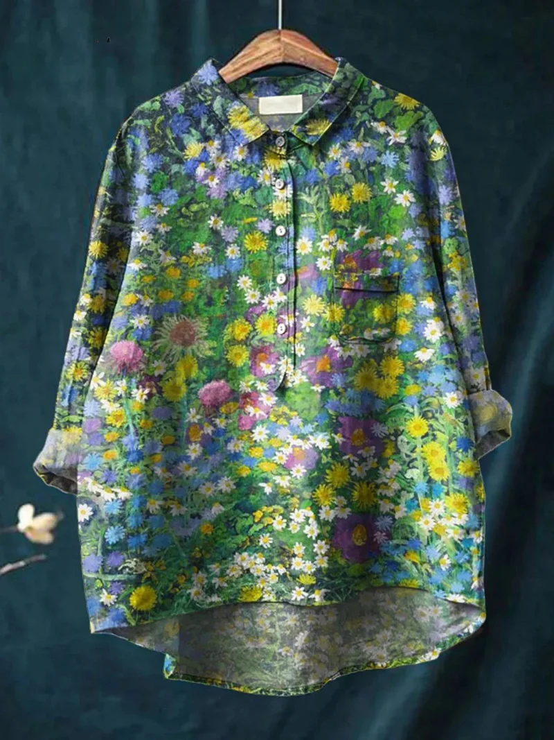 Emery | Chemise décontractée vintage à imprimé floral pour femmes
